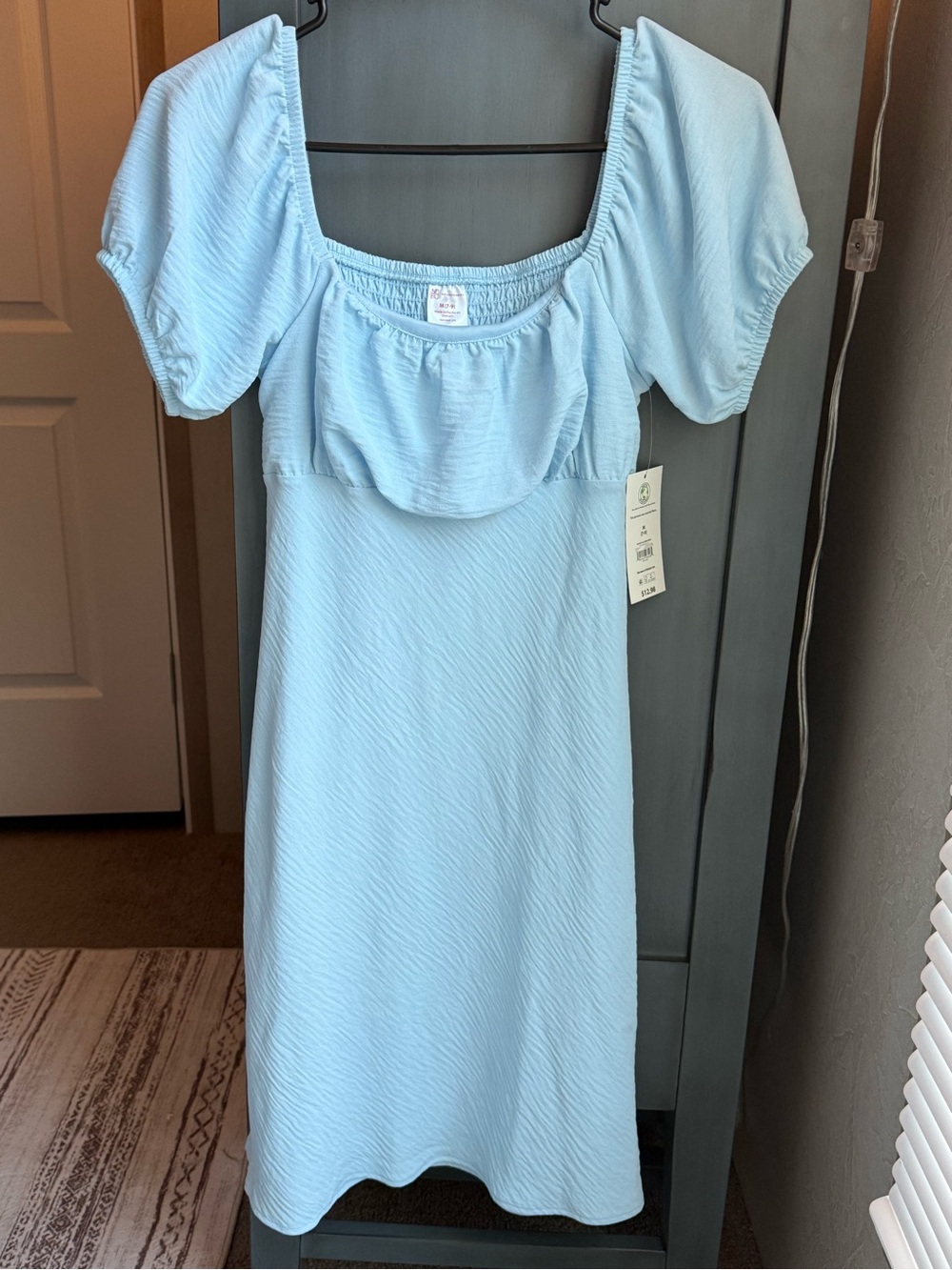 No Boundaries Light Blue Puff-Sleeve Casual Dress